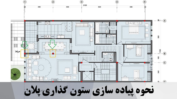 نحوه پیاده سازی ستون گذاری پلان معماری